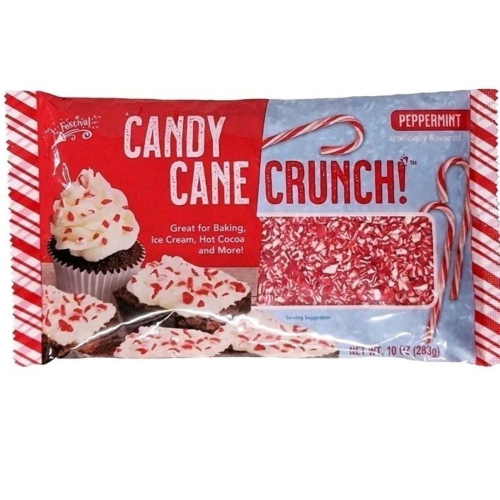 Festival Candy Cane Crunch 10oz Bag Peppermint Candy For Baking,Cocoa, Ice Cream